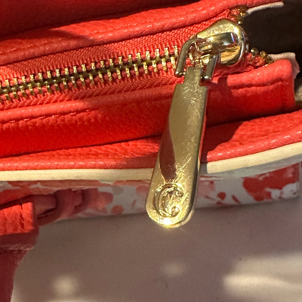 Charming Charlie Purse Handbag Shoulder Bag Coral/Floral Navy Beige - Picture 4 of 7